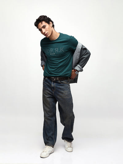 Men's Printed Round Neck Half Sleeves Relaxed Fit T-shirt