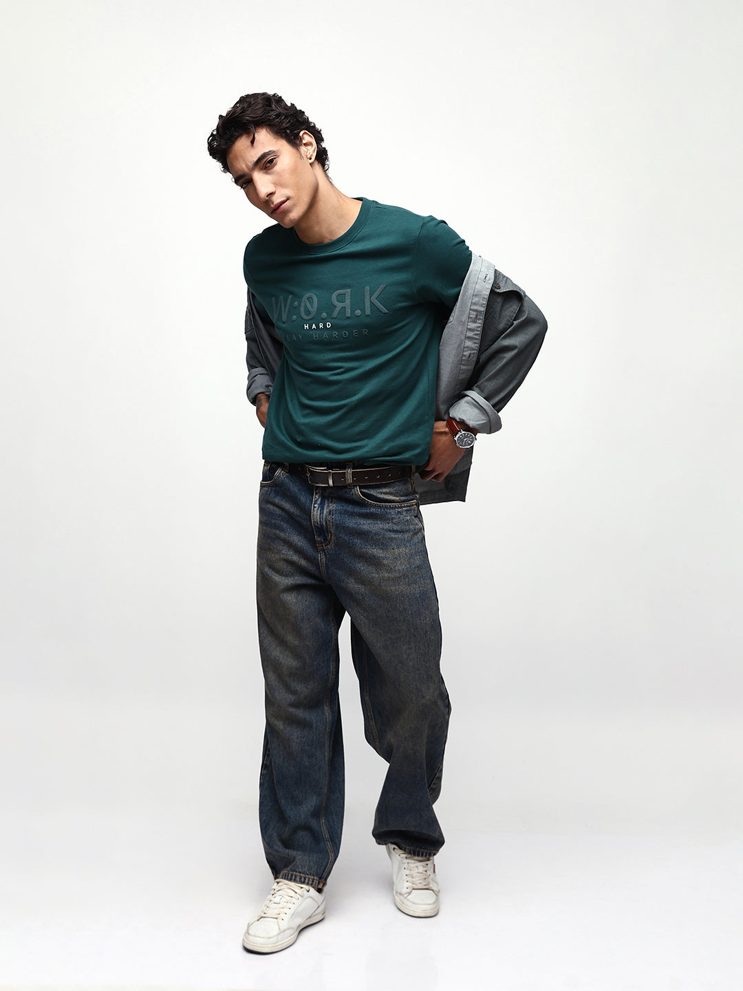 Men's Printed Round Neck Half Sleeves Relaxed Fit T-shirt