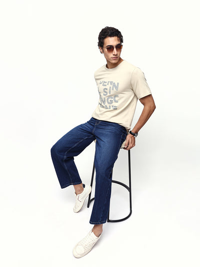 Men's Printed Round Neck Half Sleeves Relaxed Fit T-shirt