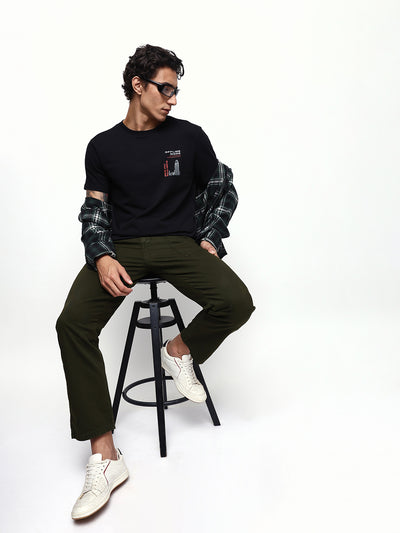 Men's Printed Round Neck Half Sleeves Relaxed Fit T-shirt