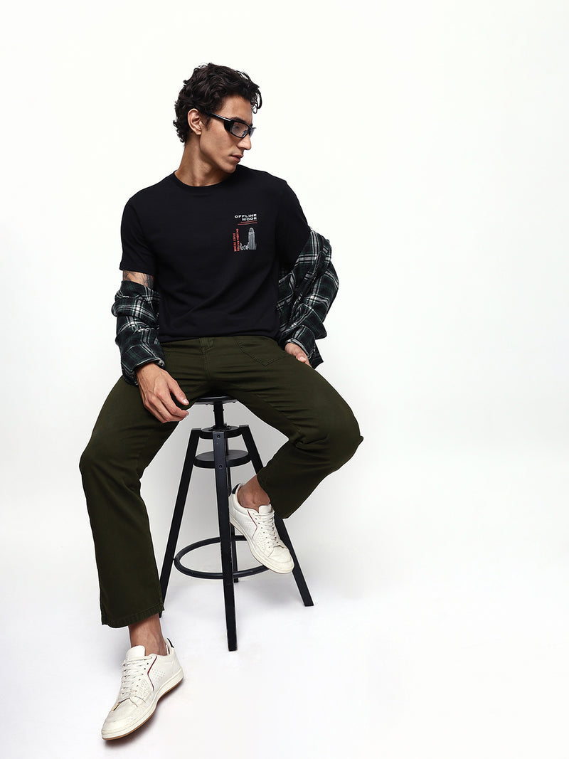 Men's Printed Round Neck Half Sleeves Relaxed Fit T-shirt