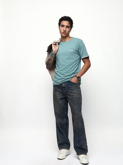 Men's Solid Round Neck Half Sleeves Relaxed Fit T-shirt