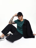 Men's Solid Round Neck Half Sleeves Relaxed Fit T-shirt