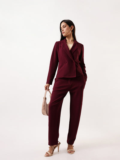 DL Woman Solid Blazer and Trousers Co-ords Set