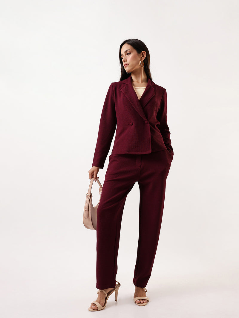 DL Woman Solid Blazer and Trousers Co-ords Set
