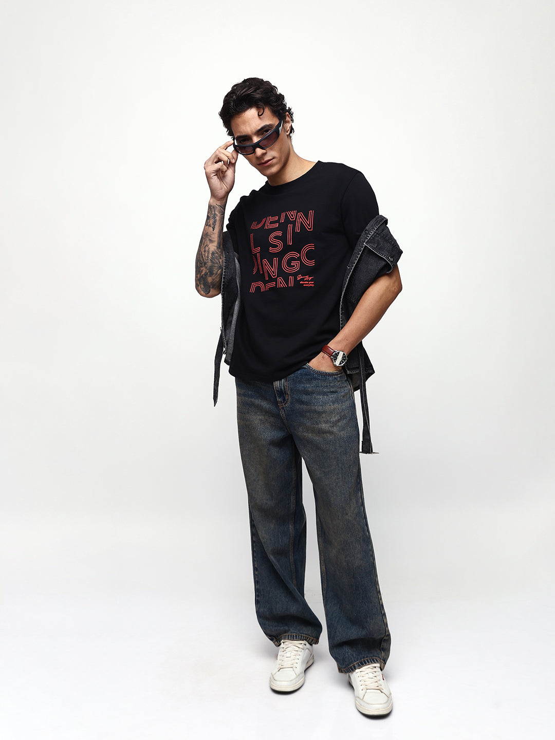 Men's Printed Round Neck Half Sleeves Relaxed Fit T-shirt