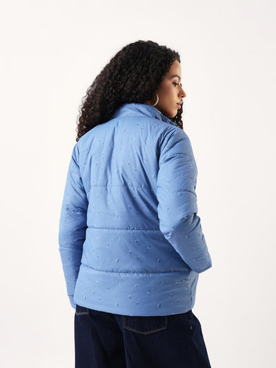 DL Woman Printed Mock Collar Reversible Puffer Jacket