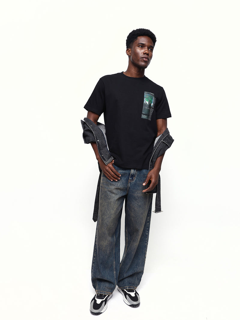 Men's Printed Round Neck Half Sleeves Relaxed Fit T-shirt