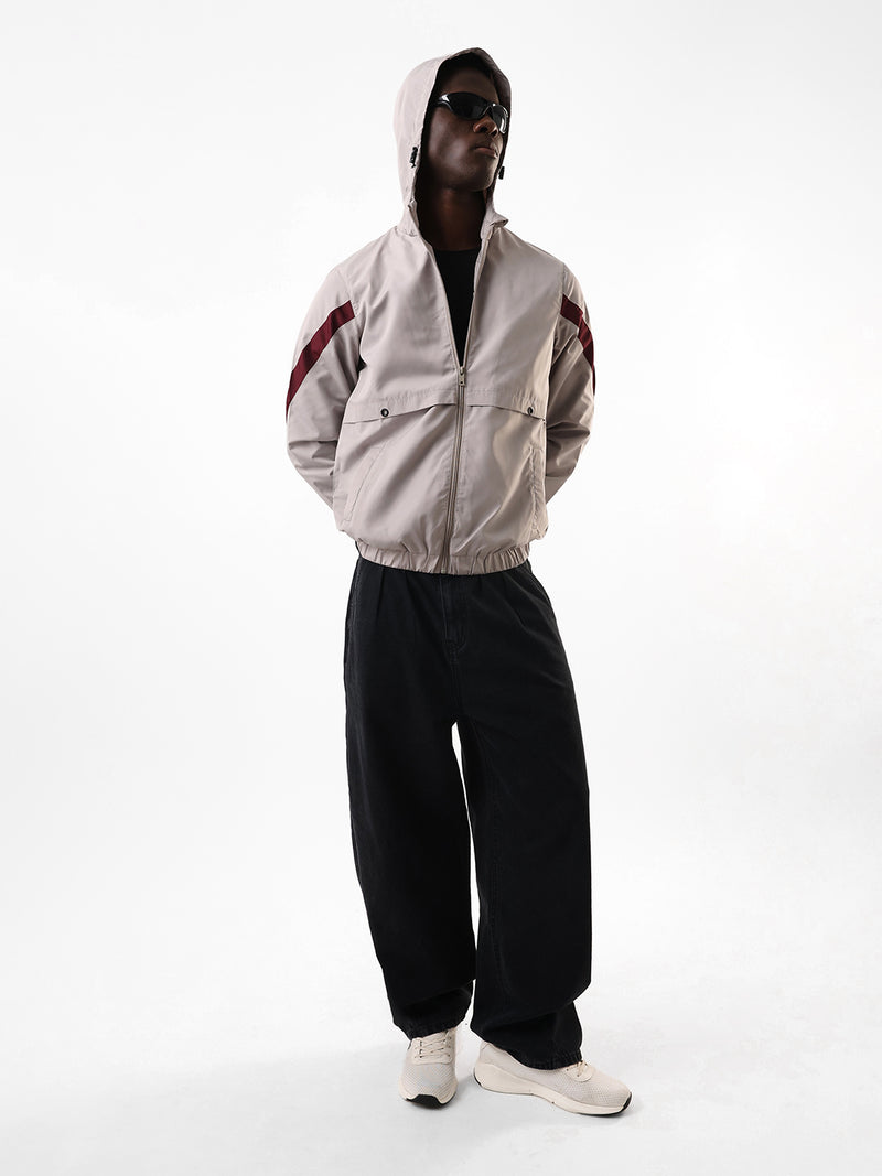 Men's Solid Hooded Full Sleeves Lightweight Open-Front Jacket