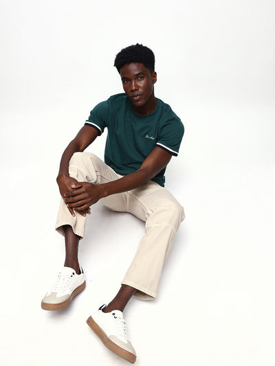 Men's Solid Round Neck Half Sleeves Relaxed Fit T-shirt