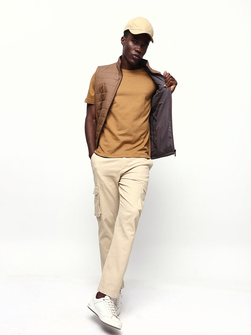 Men's Solid Round Neck Half Sleeves Relaxed Fit T-shirt