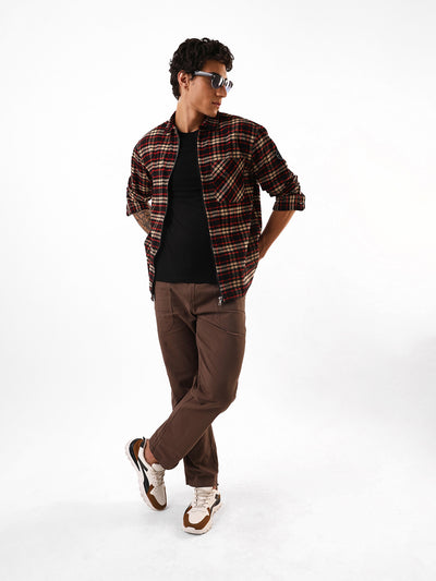 Men's Flannel Checks Spread Collar Relaxed Fit Casual Shirt