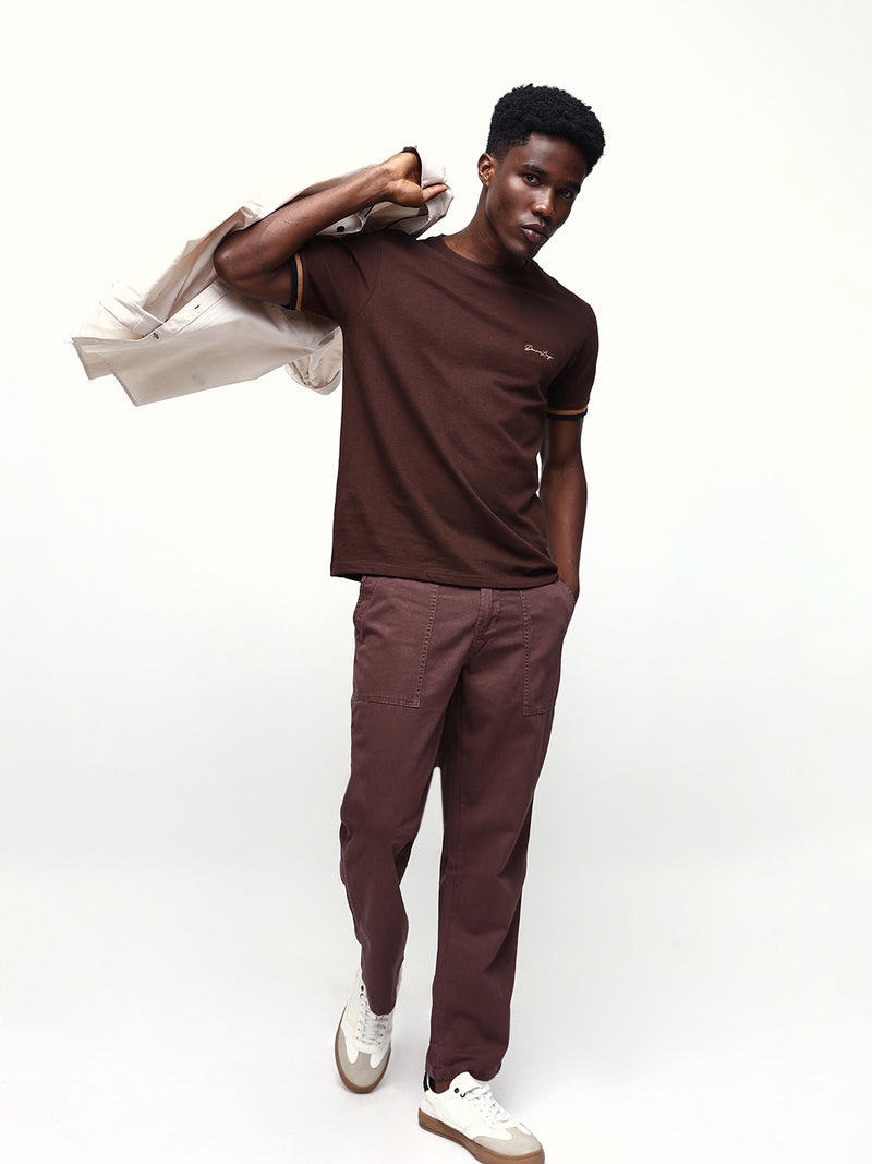 Men's Solid Round Neck Half Sleeves Relaxed Fit T-shirt