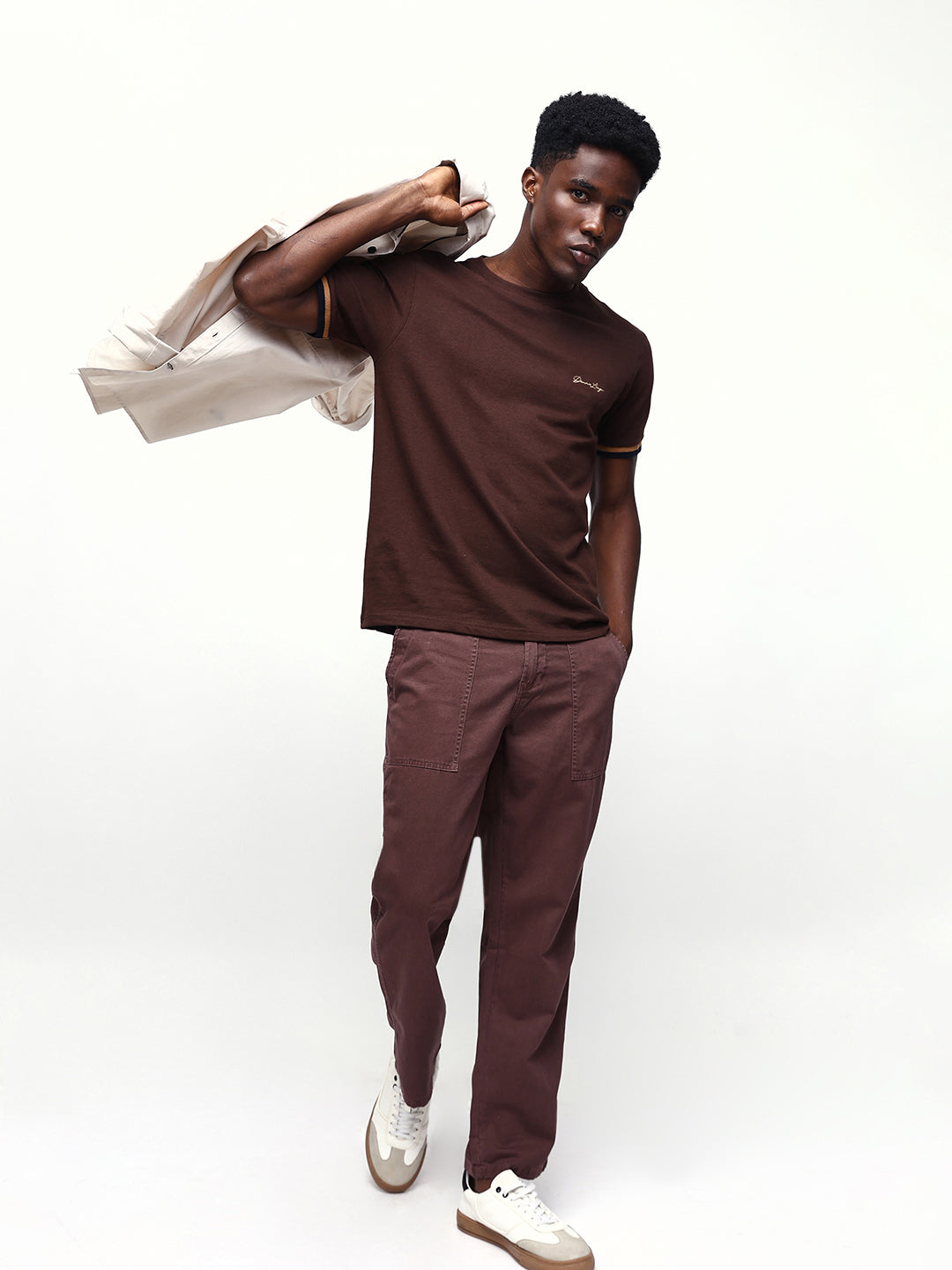 Men's Solid Round Neck Half Sleeves Relaxed Fit T-shirt