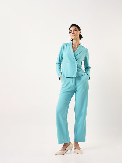 DL Woman Solid Blazer and Trousers Co-ords Set