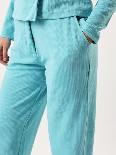 DL Woman Solid Blazer and Trousers Co-ords Set
