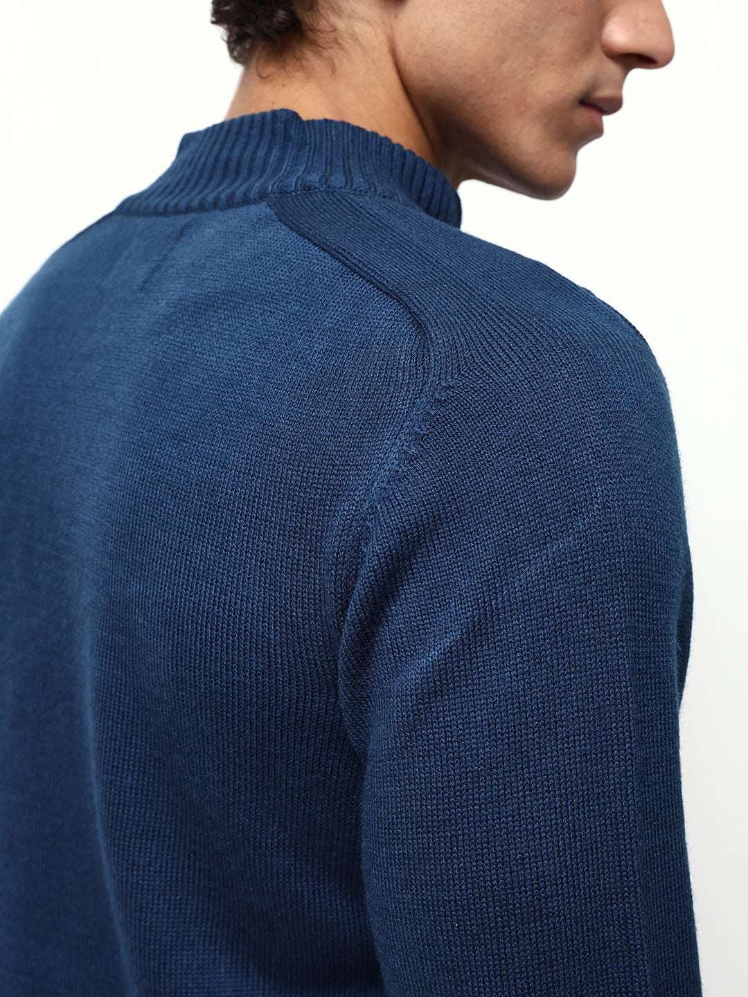 Men's Cable Knit Solid Mock Collar Pullover Sweater