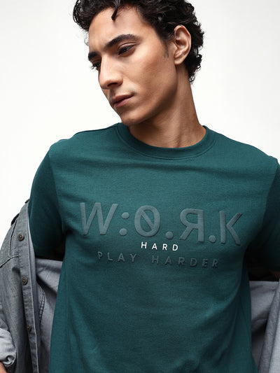 Men's Printed Round Neck Half Sleeves Relaxed Fit T-shirt