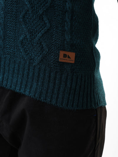Men's Solid Cable Knit Hooded Front-Open Sweater