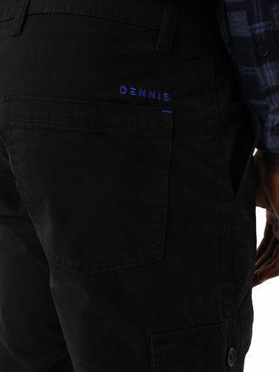 Men's Black Solid Slim Fit Cargo Trouser
