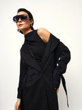 DL Woman Solid Full Sleeves Lapel Collar Trench Coat