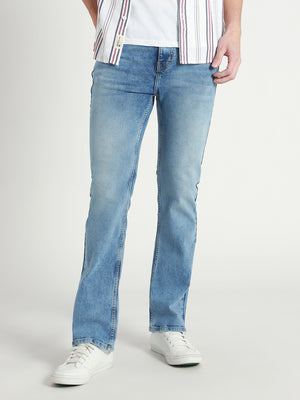 Men's Bootcut light fade Mid Blue Stretchable Jeans
