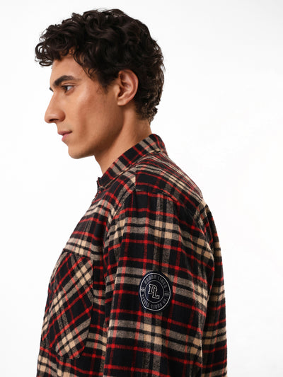 Men's Flannel Checks Spread Collar Relaxed Fit Casual Shirt