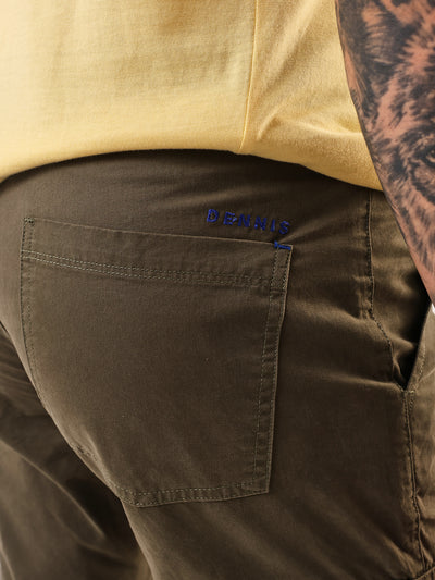 Men's Olive Solid Slim Fit Cargo Trouser