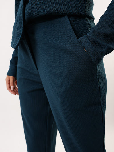 DL Woman Solid Blazer and Trousers Co-ords Set