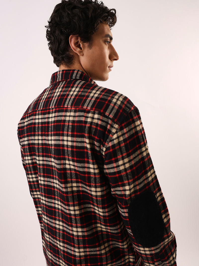 Men's Flannel Checks Spread Collar Relaxed Fit Casual Shirt