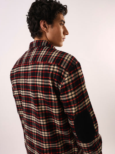 Men's Flannel Checks Spread Collar Relaxed Fit Casual Shirt