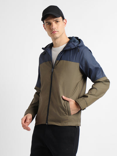 Dennis Lingo Men's Hooded Regular Fit Colourblock Military Jackets