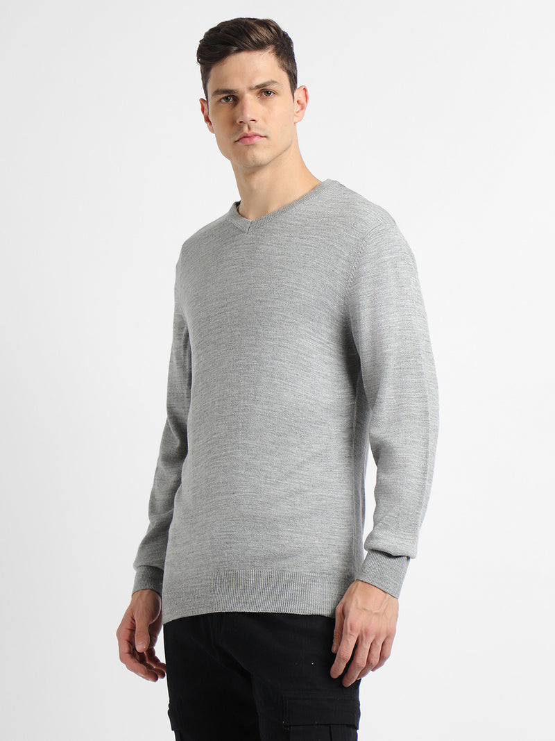 Men's Solid V-Neck Pullover Sweater
