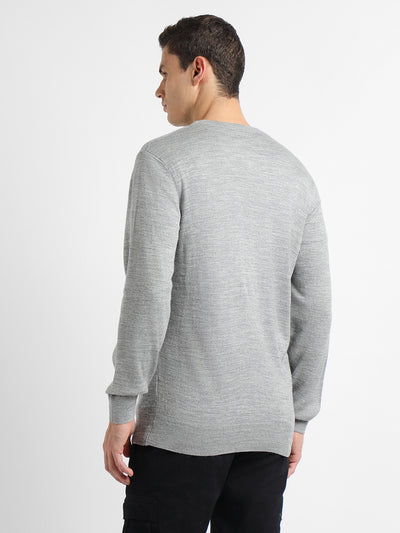 Men's Solid V-Neck Pullover Sweater