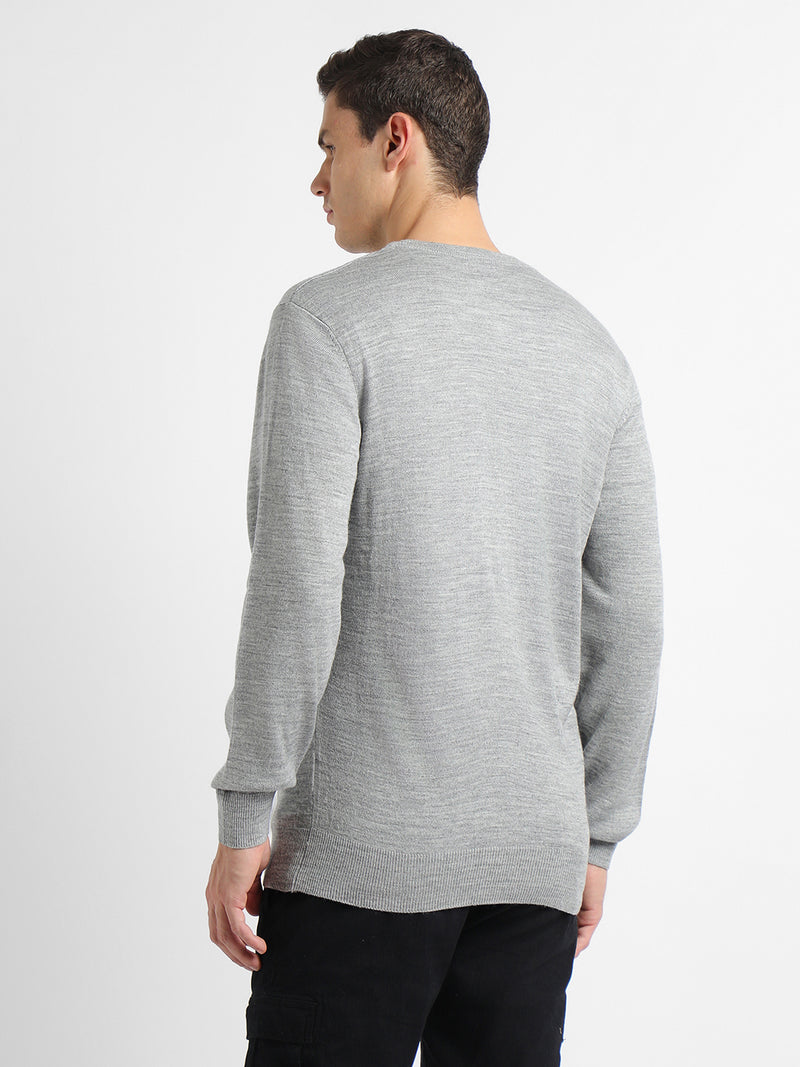 Men's Solid V-Neck Pullover Sweater