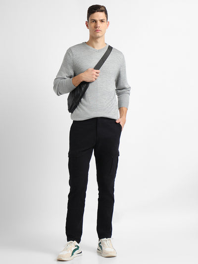 Men's Solid V-Neck Pullover Sweater