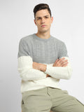 Men's Off-White ColorBlock Round Neck Pullover Sweater