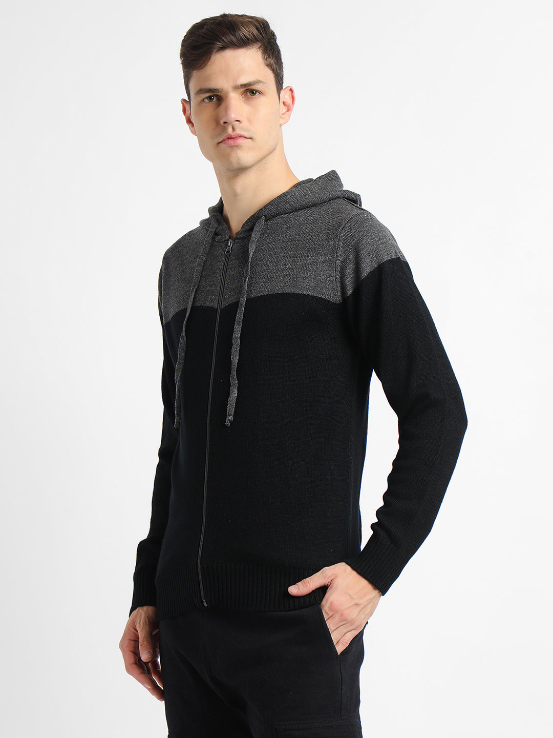 Men's Hoodie Regular Fit Solid Anthra Mel Sweater