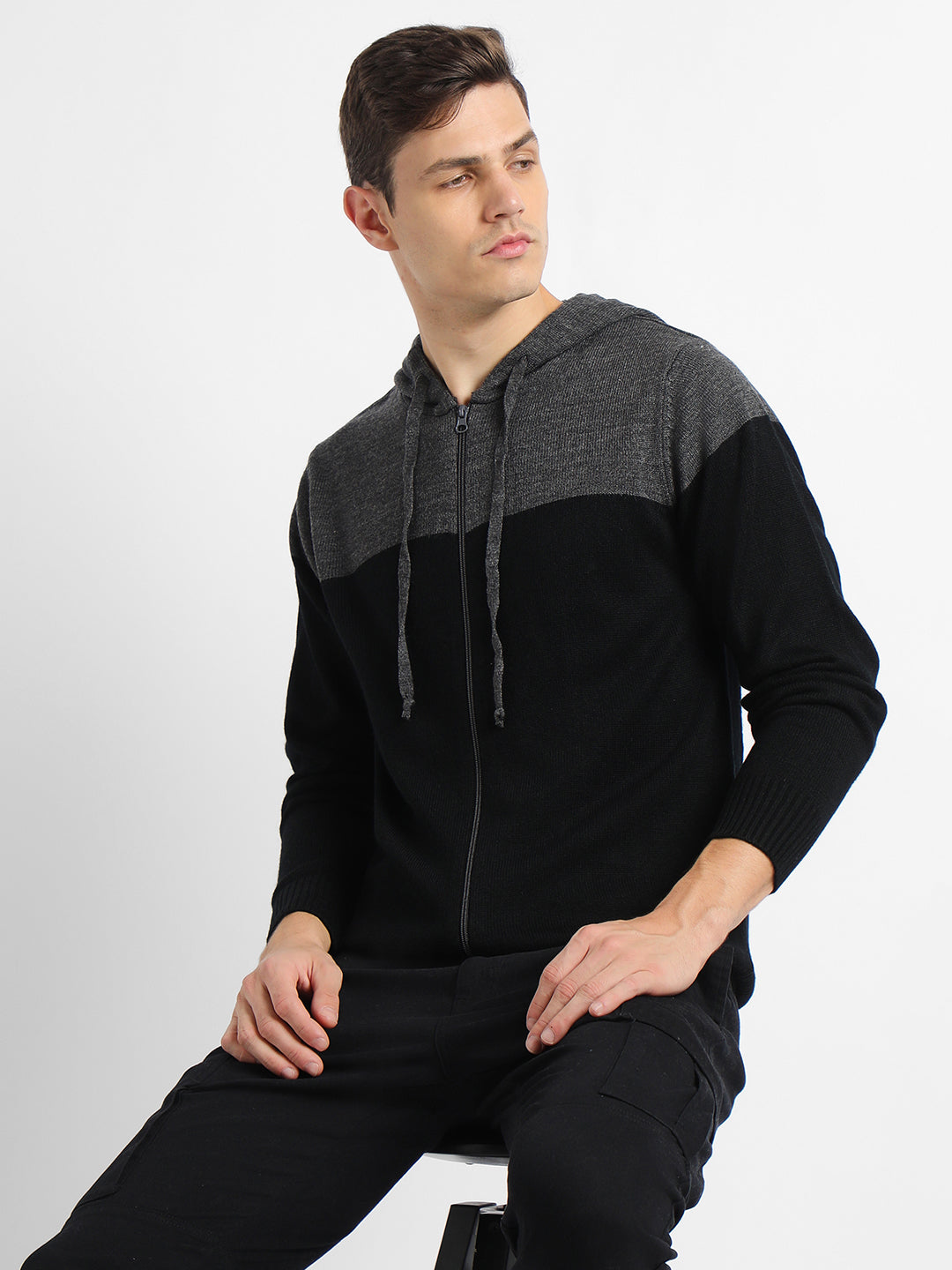 Dennis Lingo Men's Hoodie Regular Fit Solid Anthra Mel Sweater