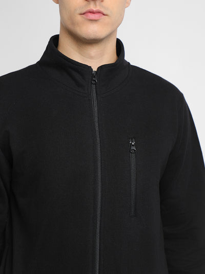 Dennis Lingo Men's Black Mock Neck Full Sleeves Sweatshirt