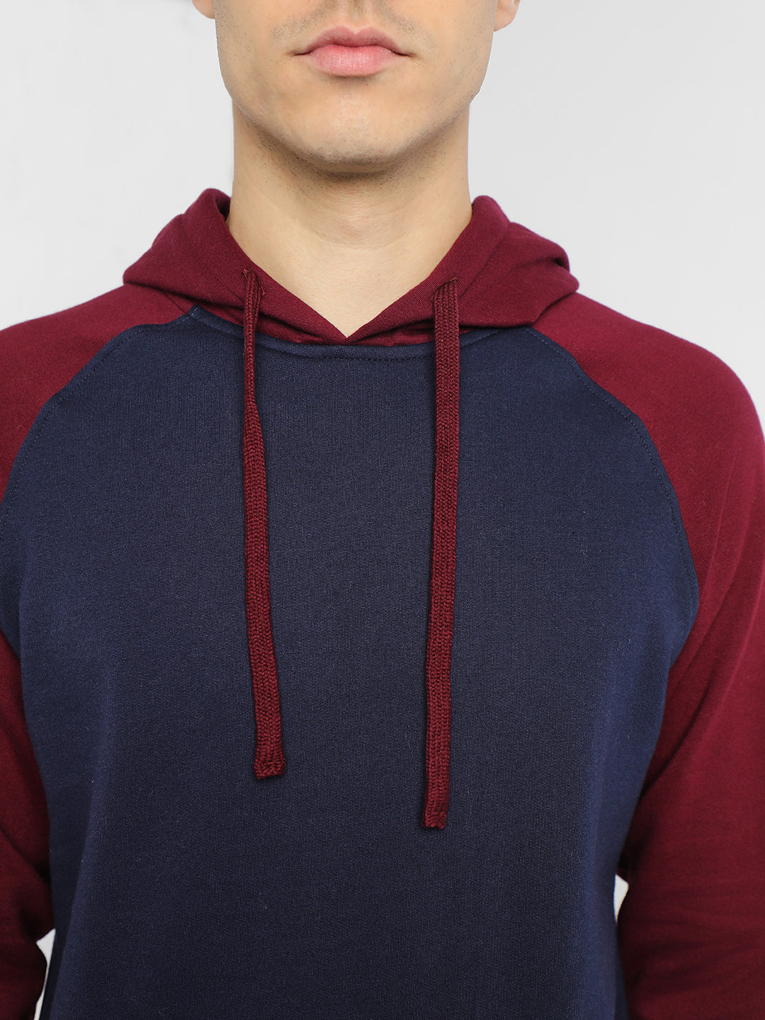 Men's Navy Colourblocked Full Sleeves Hoodie