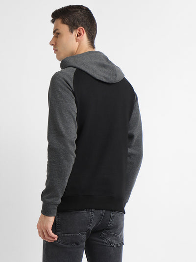 Men's Black Colorblock Hooded Sweatshirt