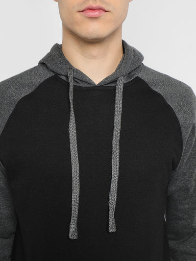 Men's Black Colorblock Hooded Sweatshirt