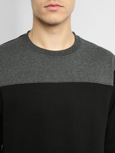 Dennis Lingo Men's Black Mock Neck Full Sleeves Round neck Sweatshirt