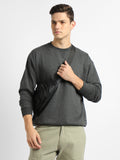 Men's Mock Neck Relaxed Fit Solid Dark Grey Sweatshirt