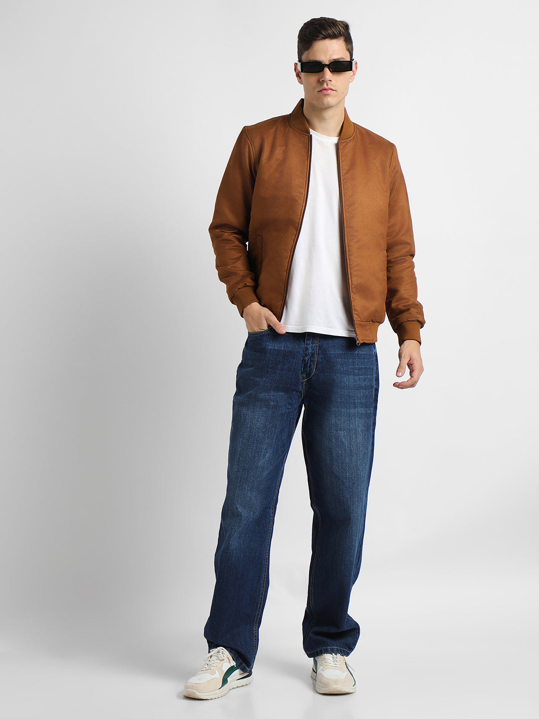 Dennis Lingo Men's Tan Solid Rib Collar Full Sleeve Light weight jacket Jackets