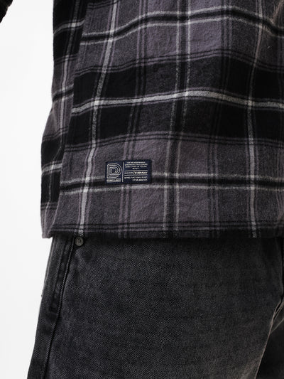 Men's Flannel Checks Spread Collar Relaxed Fit Casual Shirt