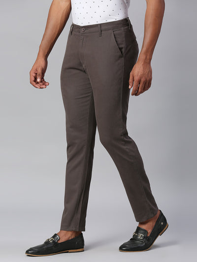 Men's Dark Grey Tapered Fit Cotton Chinos