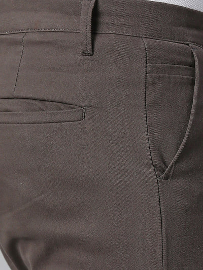 Men's Dark Grey Tapered Fit Cotton Chinos