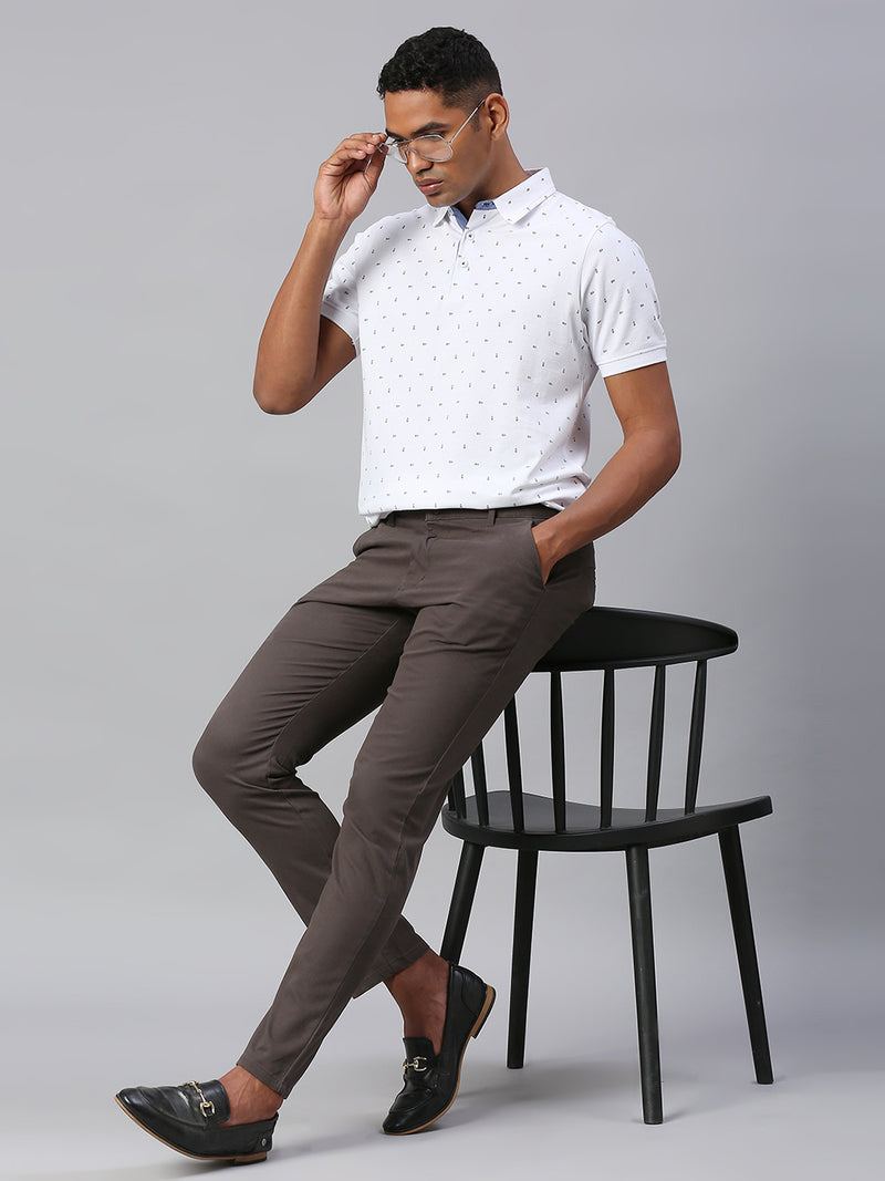 Men's Dark Grey Tapered Fit Cotton Chinos